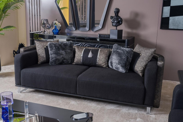 Sofa set 3+3+1 Seater Living room Set Complete Textile Sofa Armchair Wood new