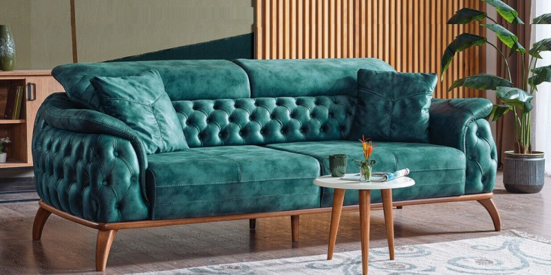 Luxury Chesterfield 3 Seater Designer Sofa Couch Upholstery Couches Textile new