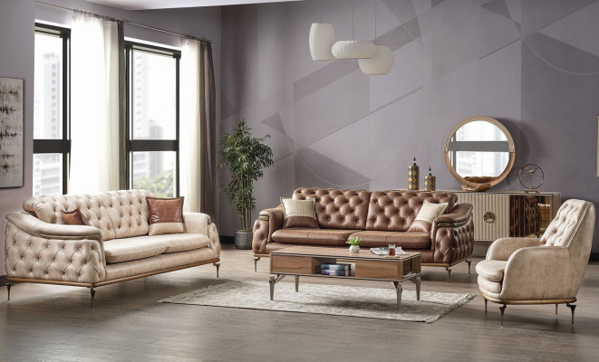 Sofa set 3+3+1 Seater Chesterfield Modern Style Suite Set 3pcs. Sofa Relax new
