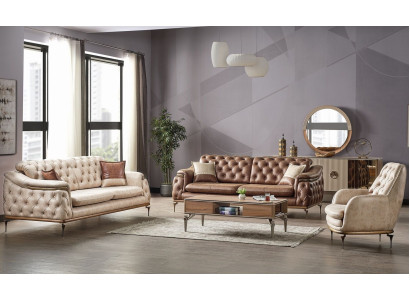 Sofa set 3+3+1 Seater Chesterfield Modern Style Suite Set 3pcs. Sofa Relax new