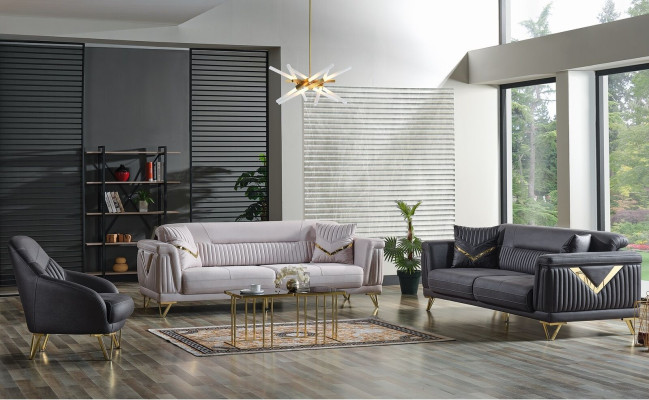 Sofa set 3+3+1 Seater Textile Wood Sofa 3 Seater Modern Armchair Complete Set new