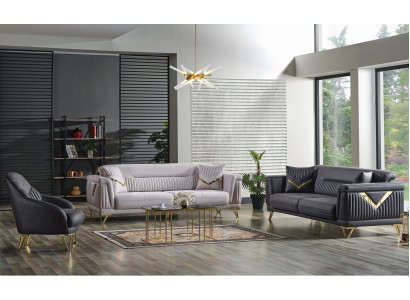 Sofa set 3+3+1 Seater Textile Wood Sofa 3 Seater Modern Armchair Complete Set new