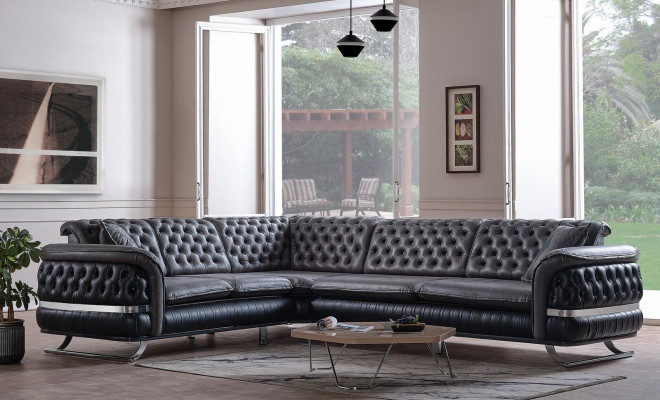 Corner sofa Living landscape Color Black U-shape XXL Sofa new Chesterfield new