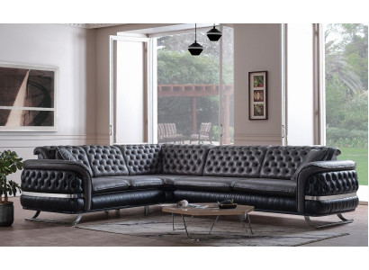 Corner sofa Living landscape Color Black U-shape XXL Sofa new Chesterfield new
