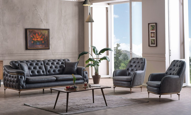 Stylish Chesterfield Living room Set Sofa set 3+1+1 Seater Couch