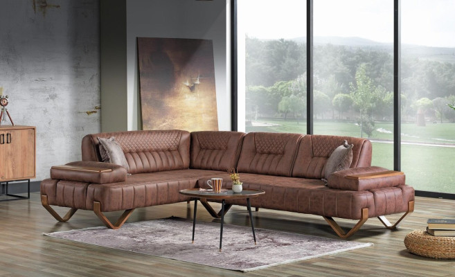 Corner sofa Living landscape Color Brown L-shape Sofa new Living room Corner sofa Luxury new