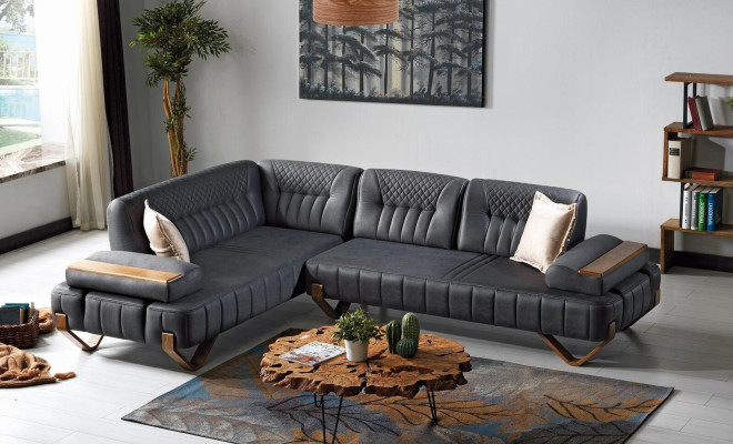 Corner sofa L-shape Textile Corner sofa Sofa Upholstery Premium Couch L-shape Modern new