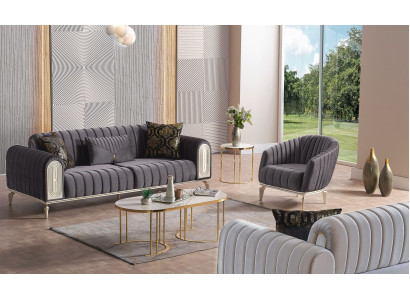 Chic Furniture Sofa set set 3+1 Coffee table Sofa set Sofas Armchair Gray