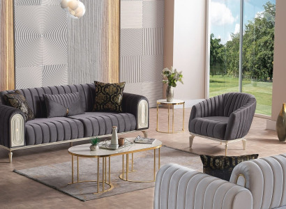 Chic Furniture Sofa set set 3+1 Coffee table Sofa set Sofas Armchair Gray
