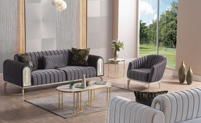Sofa set 3+1 Seater Armchair Suite Modern Relax Armchair Furniture Grey