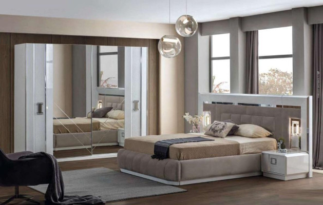 Bedroom Complete Set Bed 2x Bedside table Wardrobe new Design 4 pcs.