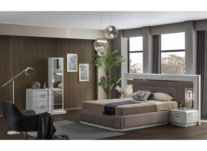 Modern Bedroom Set Bed + 2x Bedside tables + Chest of drawers with Mirror Luxury new