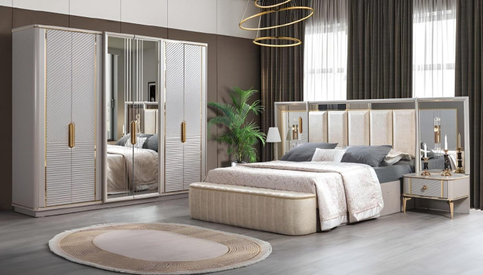 Bedroom Set Luxury Complete's Bed 2x Bedside table Wardrobe 4-piece Furniture