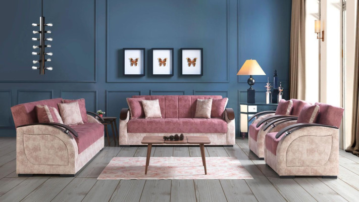 Sofa set 3+3+1+1 Textile Wood Sofa 3 Seater Modern Armchair new Complete Set