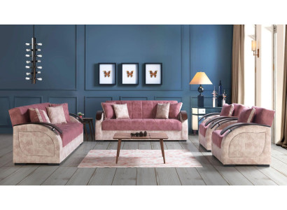 Sofa set 3+3+1+1 Textile Wood Sofa 3 Seater Modern Armchair new Complete Set