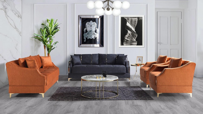 Sofa set 3+2+1+1 Seater Living room Set Complete Textile Sofa Armchair Wood new
