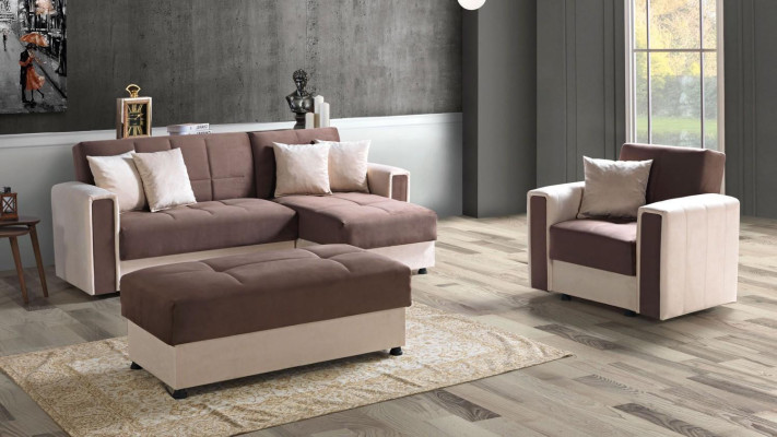 Corner sofa L-shape Armchair Stool Textile Complete Upholstery Premium Living room Modern