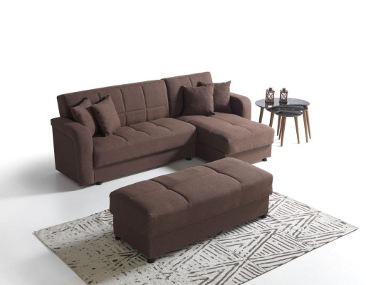 Luxury Living room Set Stool + Corner sofa L-shape Modern Set Relax Complete