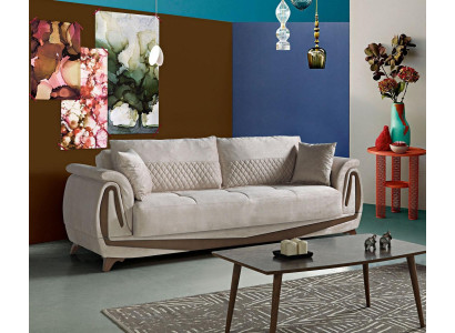 Luxury 3 Seater Sofa Living room Furniture Elegant Sofa 230cm Textile Beige new