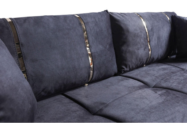 Luxury 3 Seater Sofa Living room Furniture Elegant Sofa Textile Black 208cm