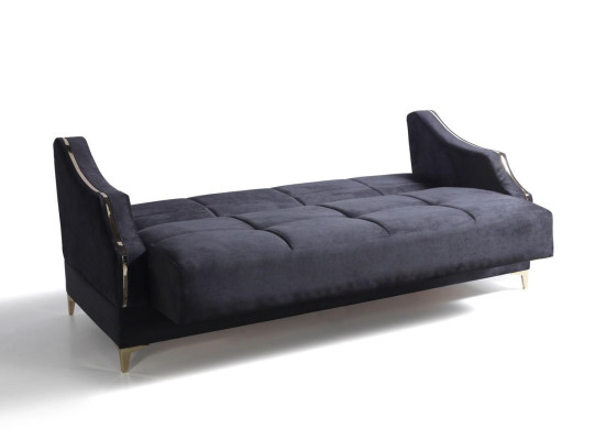 Luxury 3 Seater Sofa Living room Furniture Elegant Sofa Textile Black 208cm