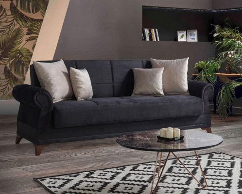 Luxury Sofa 3 Seater Textile Sofa Black Design Furniture 3er Upholstery new Relax Set