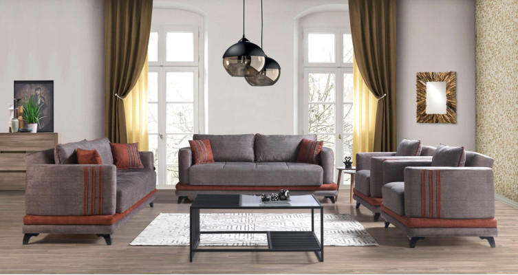 Design Modern Living room Set Sofa set 3+2+1+1 Gray Living room furniture set