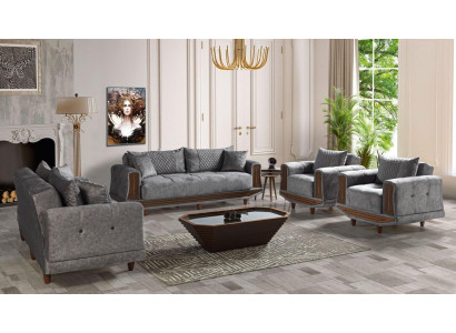 Sofa set 3+2+1+1 Seater Textile Wood Sofa 3 Seater Modern Armchair Complete Set