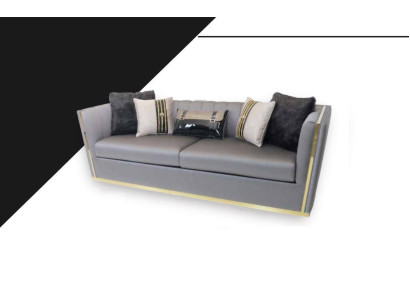 Gray Three Seater Sofa Couch Upholstery Furniture Furnishings 250cm xxl Couches