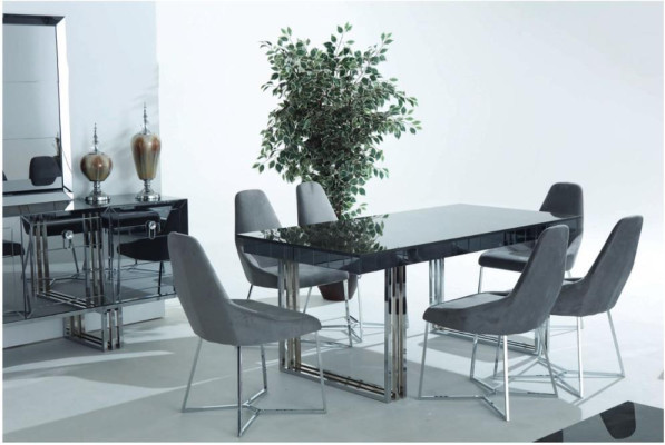 Dining room Set Furnishings Gray 5-piece Suite Table 4x Chairs luxurious