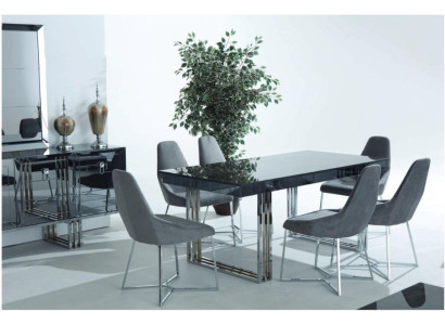 Dining room Set Furnishings Gray 5-piece Suite Table 4x Chairs luxurious