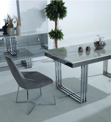 Dining room Set Furnishings Gray 5-piece Suite Table 4x Chairs luxurious