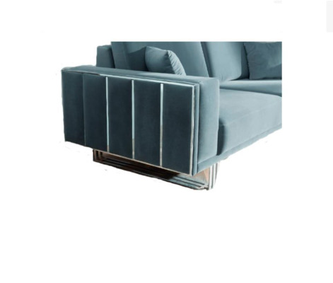 Sofa 3 Seater Blue Colors Couch Upholstery Living room Sofas Design stainless steel
