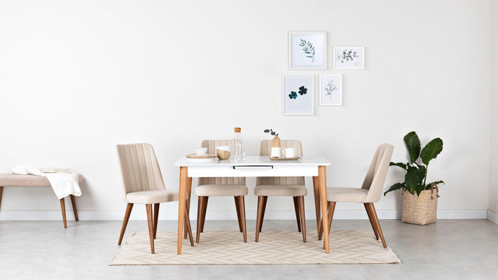 Set Group Table 6x Chairs Dining room Wooden table Dining room new Design