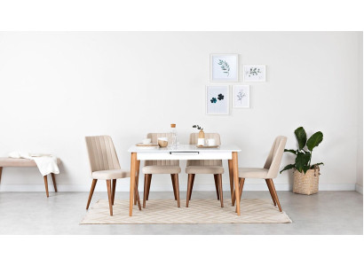 Set Group Table 6x Chairs Dining room Wooden table Dining room new Design