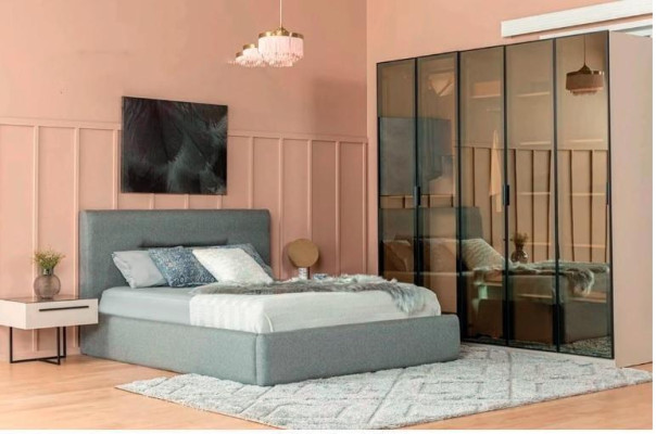 Bed Double bed Bed 2x Bedside tables Wood Design Bedroom 3-piece set