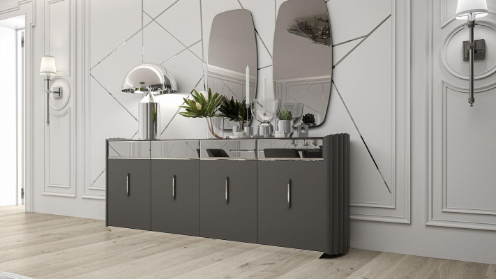 Modern Sideboard with 2x Mirrors Designer Luxury Dining room Furniture Wood