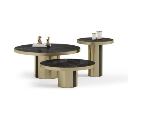 Luxury coffee table set 3x round tables modern living room side tables new