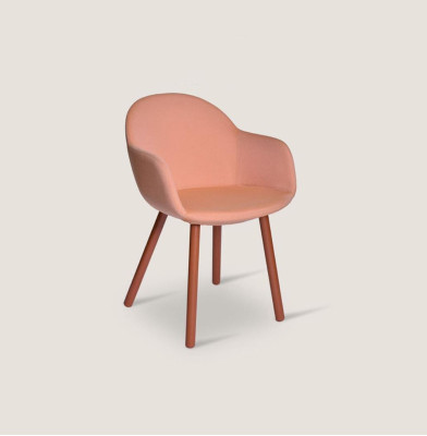Light Orange Upholstered Chair with Wooden Feet Designer Chairs Dining room Furniture