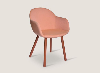 Light Orange Upholstered Chair with Wooden Feet Designer Chairs Dining room Furniture