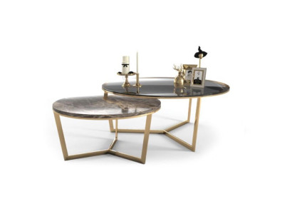 Designer Coffee table Set 2x Living room stainless steel Modern Luxury Tables Table