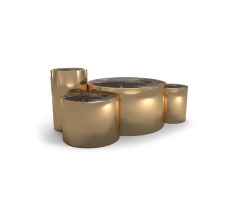 Golden Coffee table Living room Side table Modern design glass top