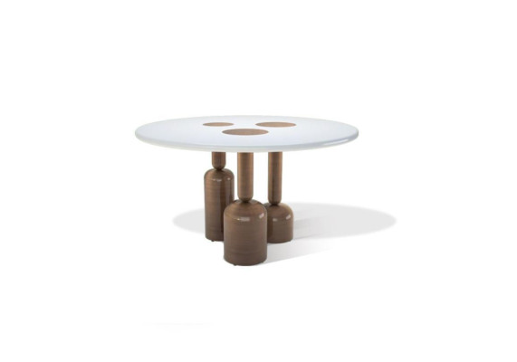 Luxury Round Dining room Table Designer Furniture style glass top stainless steel