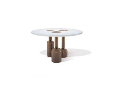 Luxury Round Dining room Table Designer Furniture style glass top stainless steel