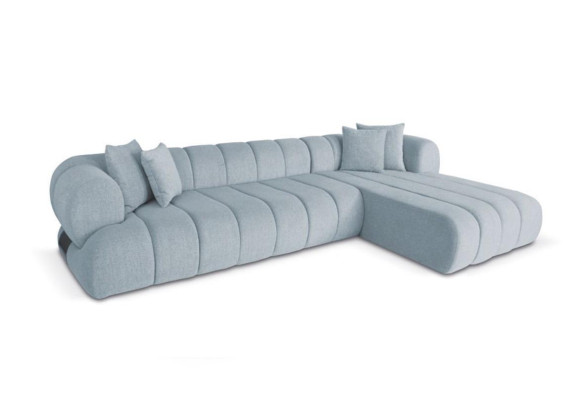Gray Fabric Corner sofa L-shape Couch Designer Upholstery Furniture Wooden frame