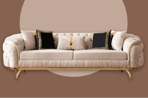 Design Sofa 331 Seater Chesterfield Fabric Couch Upholstery Sofas Textile new