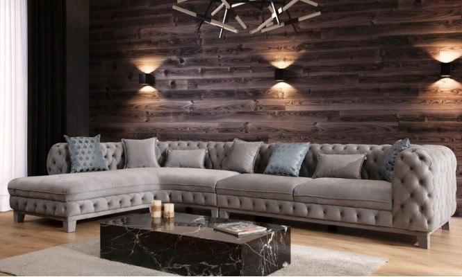 Corner sofa L-shape Couch Chesterfield Design Modern Sofa Fabric Textile new
