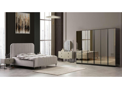 Bed 2x Bedside tables Bedroom Set Design Modern Luxury Set 5 pcs.