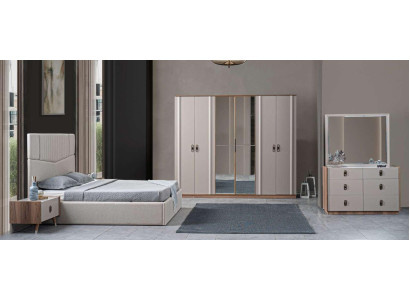 Bed 2x Bedside tables 5 pieces. Bedroom Double bed Design Furniture new Set