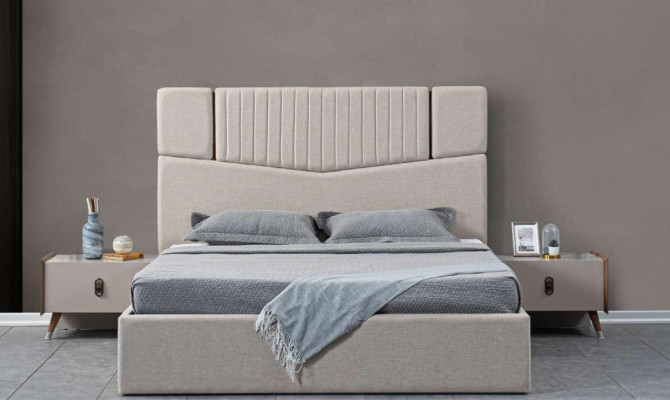Bed 2x Bedside tables 5 pieces. Bedroom Double bed Design Furniture new Set